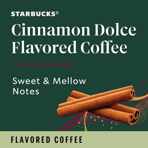 Starbucks K-Cup Coffee Pods, Cinnamon Dolce Flavored Coffee, Naturally Flavored, 100% Arabica, 1 Box (10 Pods)