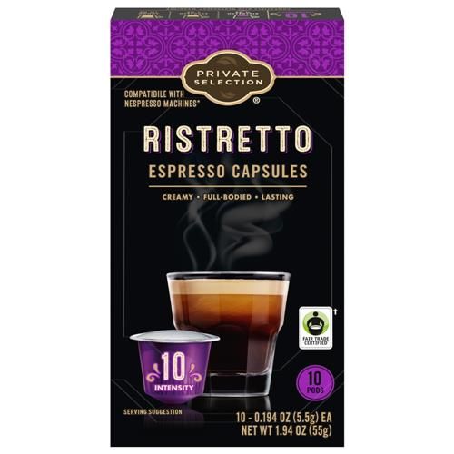 Private Selection Coffee Pods for Nespresso Original Machines Ristretto Espresso Dark Roast 10 ct