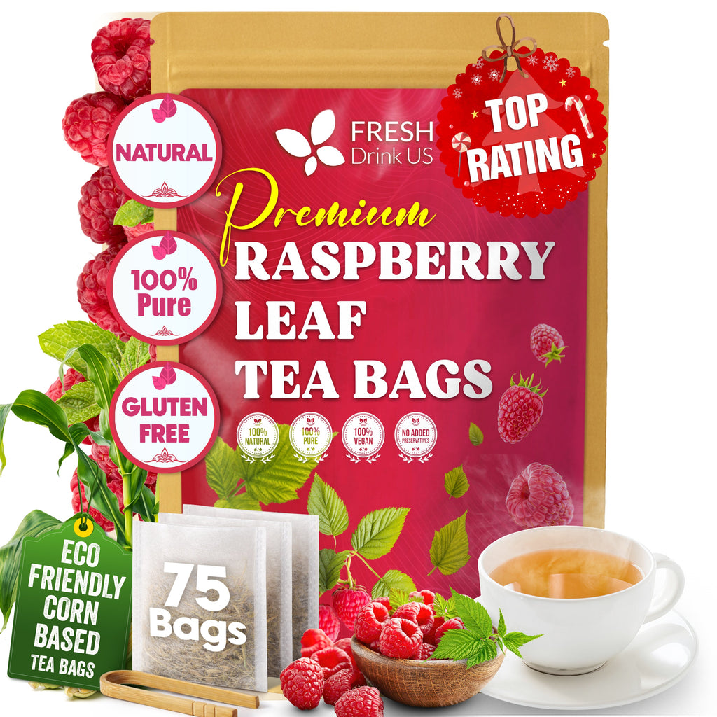 Raspberry Leaf Tea Bags, 100% Natural & Pure from Raspberry Leaves. Loose Leaf Raspberry Herbal Tea, Made with Natural Material Tea Bags, Raspberry Leaf Tea. No Sugar, No Caffeine, No Gluten, Vegan.