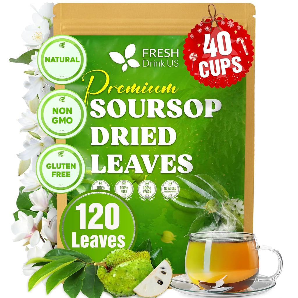 40 Premium Soursop Graviola Leaf Tea Bags, 100% Natural and Pure from Soursop Leaves, Handmade, Made With Natural Materials-Corn Fiber Tea Bag, Sugar/Caffeine/Gluten Free, Hoja Guanabana Tea