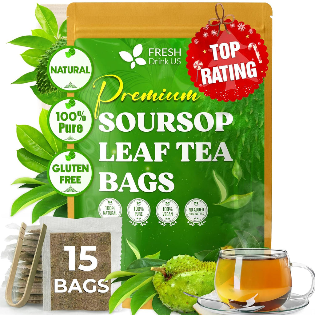40 Premium Soursop Graviola Leaf Tea Bags, 100% Natural and Pure from Soursop Leaves, Handmade, Made With Natural Materials-Corn Fiber Tea Bag, Sugar/Caffeine/Gluten Free, Hoja Guanabana Tea