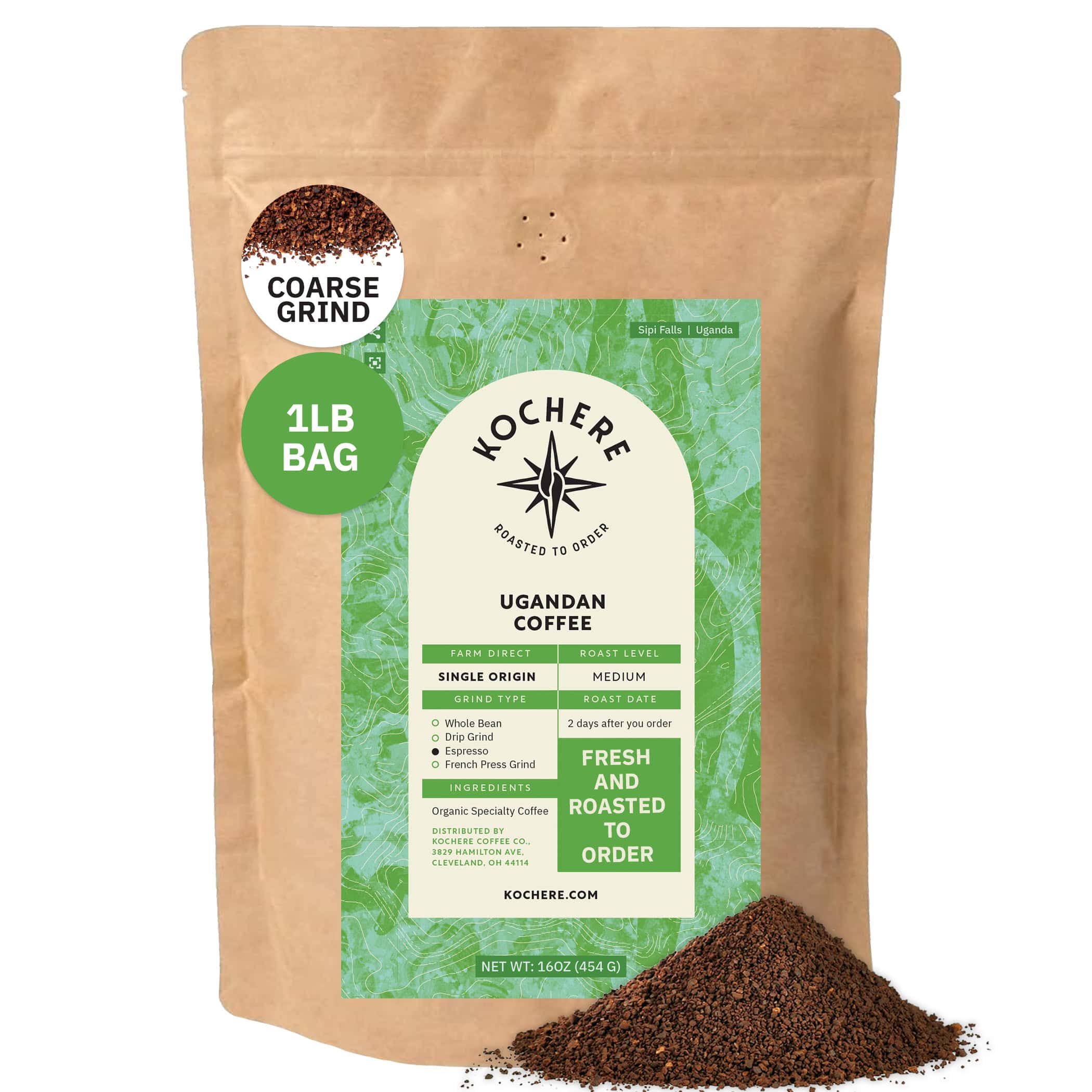 Kochere Coffee Ugandan Sipi Falls Single Origin, Organic Medium Roast - Raisin, Fig, Brown Sugar Notes
