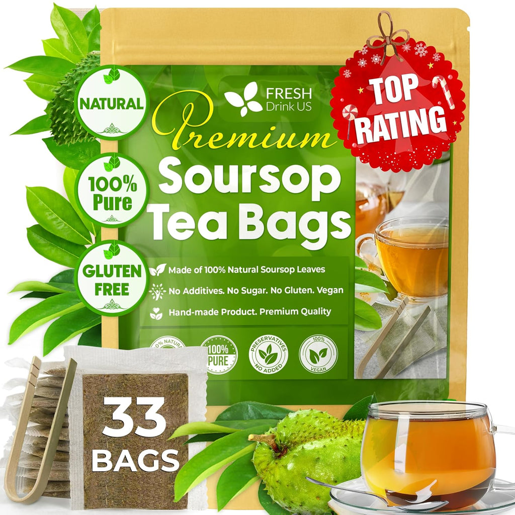 40 Premium Soursop Graviola Leaf Tea Bags, 100% Natural and Pure from Soursop Leaves, Handmade, Made With Natural Materials-Corn Fiber Tea Bag, Sugar/Caffeine/Gluten Free, Hoja Guanabana Tea