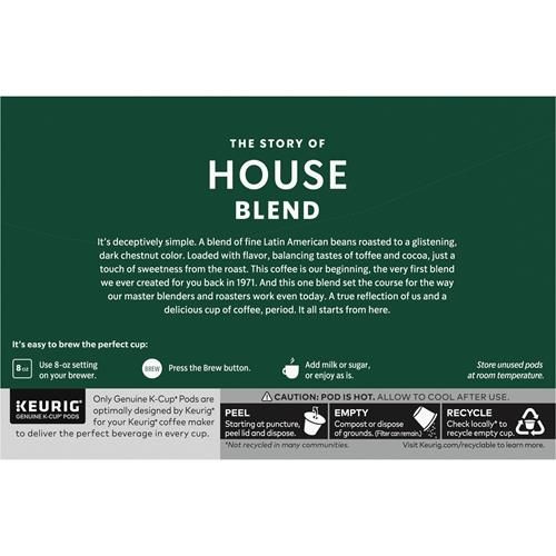 Starbucks K-Cup Coffee Pods, Medium Roast Coffee, House Blend, 100% Arabica, 1 Box (10 Pods)