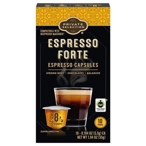 Private Selection Coffee Pods for Nespresso Original Machines Espresso Forte Dark Roast 10 ct