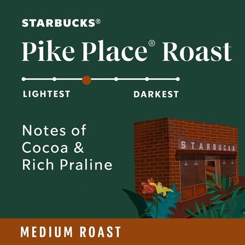 Starbucks K-Cup Coffee Pods, Medium Roast Coffee, Pike Place Roast For Keurig Coffee Makers, 100% Arabica, 1 Box (32 Pods)