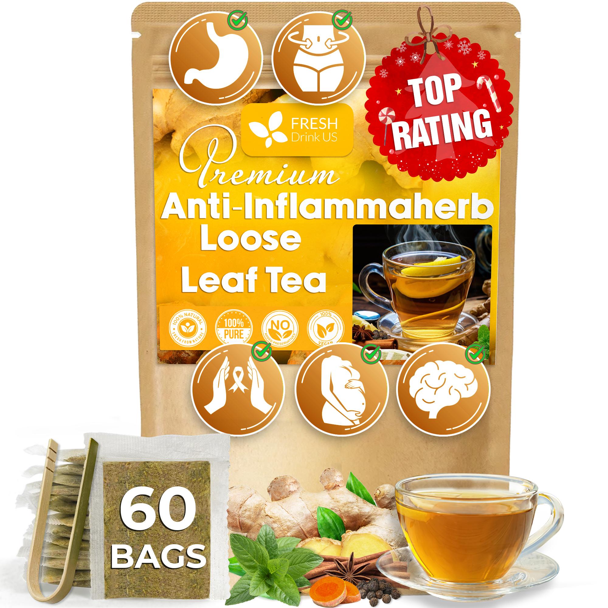 Anti-Inflammaheb Loose Leaf Tea, 100% Natural from Ginger, Turmeric, Peppermint, Black Pepper, Cinnamon