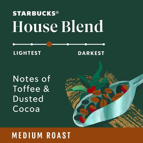Starbucks K-Cup Coffee Pods, Medium Roast Coffee, House Blend, 100% Arabica, 1 Box (10 Pods)