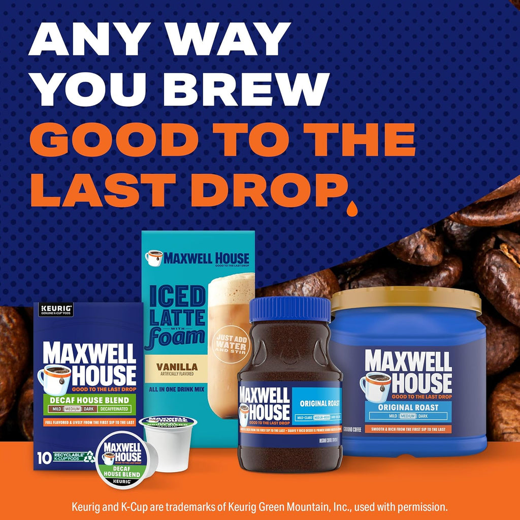 Maxwell House Decaf House Blend Medium Roast K-Cup Coffee Pods, 10 ct Box