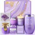Lavender Spa Gift Basket for Women - 6 Piece Relaxation Set Birthday Christmas Mothers Day
