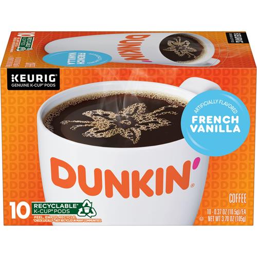Dunkin French Vanilla Flavored Coffee, 10 Keurig K-Cup Pods