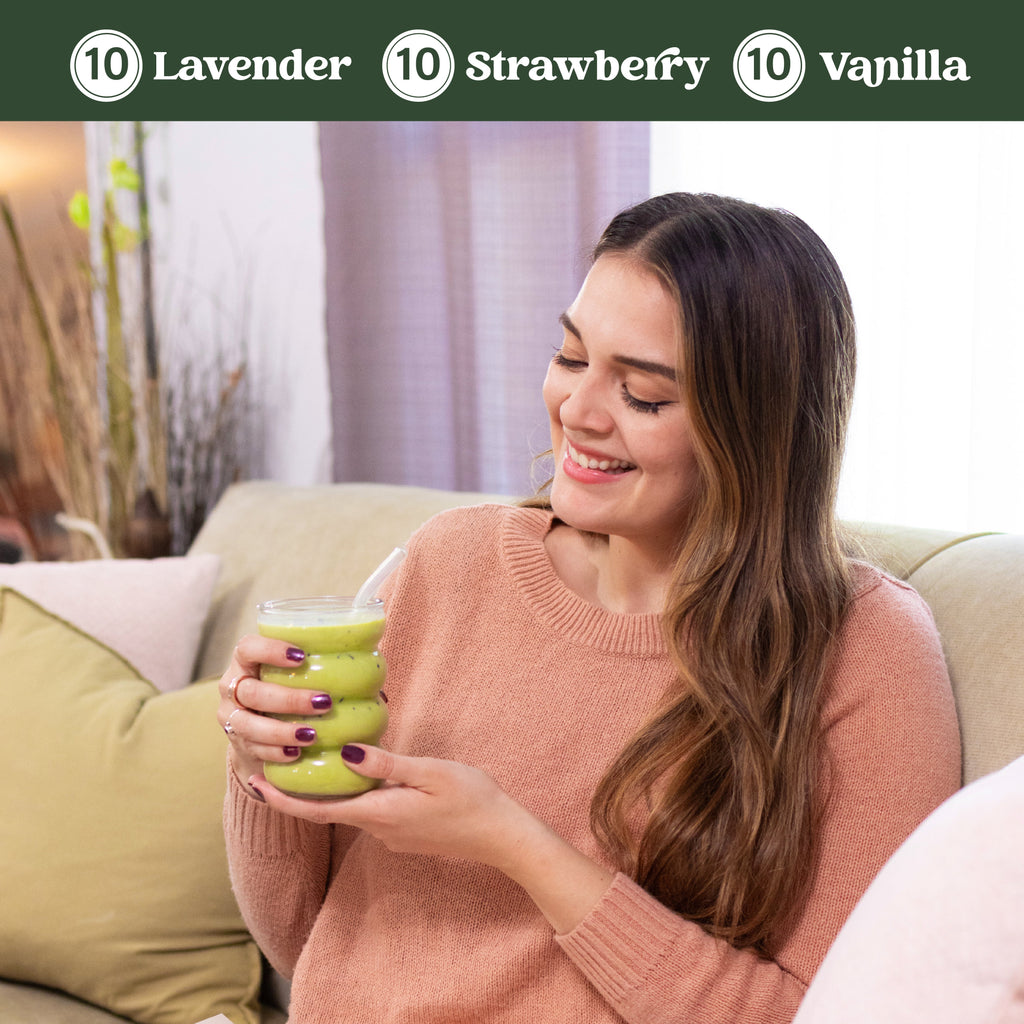 Harmony Matcha Variety Pack, Vanilla, Lavender, Strawberry, Vanilla, Premium Shade-Grown Japanese Matcha, Sweetend with Organic Sugar, 30 Count