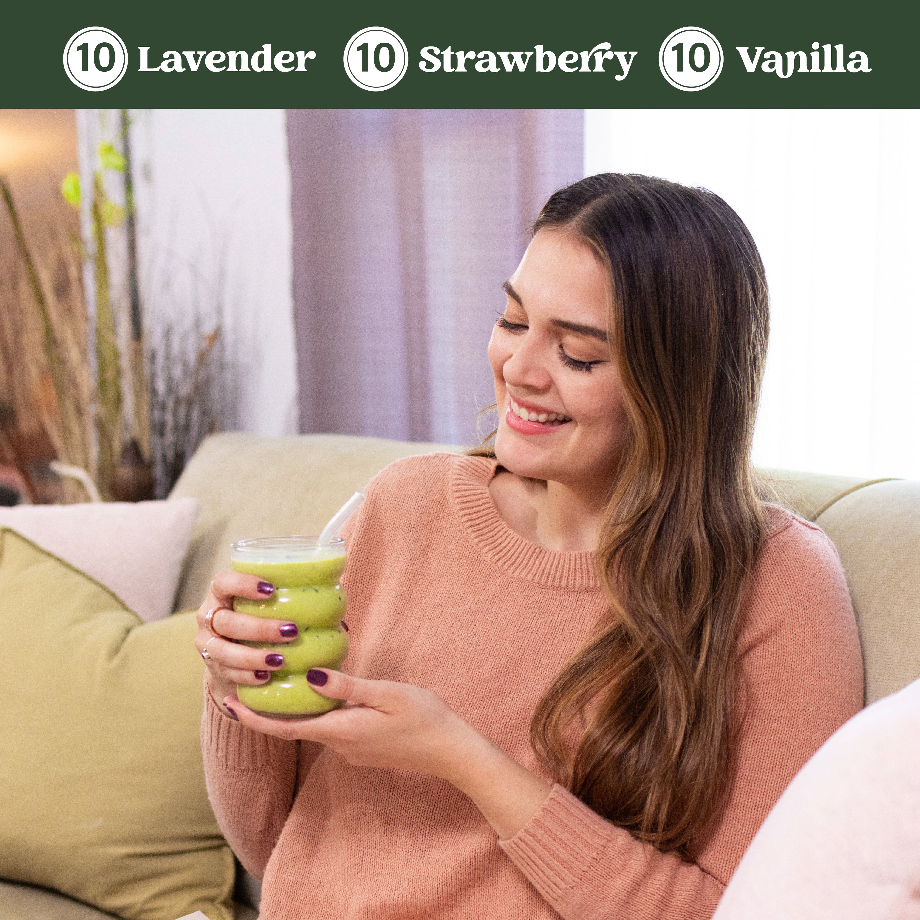 Harmony Matcha Variety Pack, Vanilla, Lavender, Strawberry, Vanilla, Premium Shade-Grown Japanese Matcha, Sweetend with Organic Sugar, 30 Count