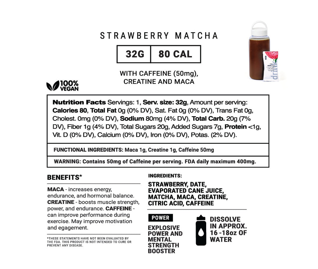 Strawberry Matcha Creatine Power Drink w/Adaptogens
