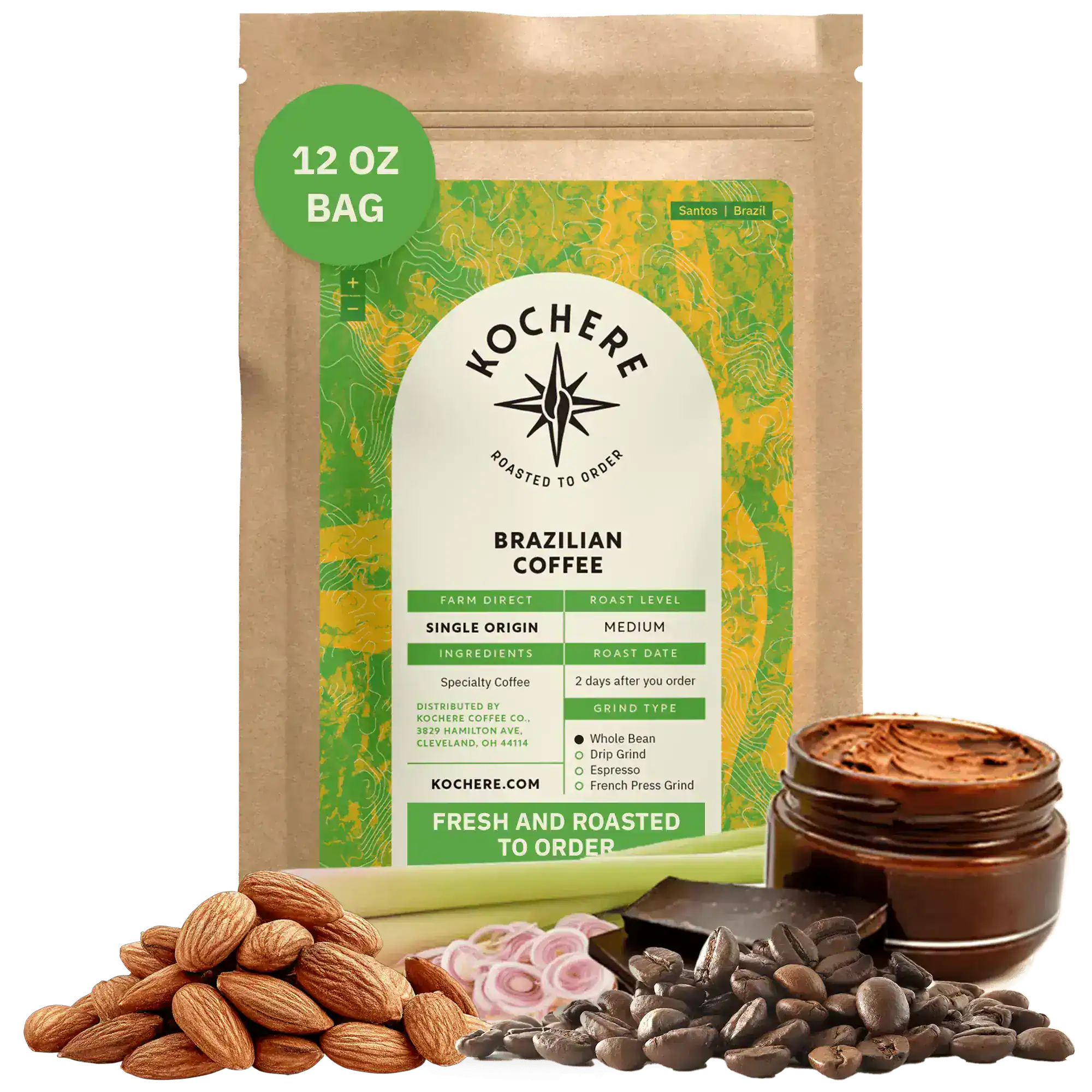 Kochere Coffee Brazilian Santos Medium Roast - Smooth, Elegant, Cocoa Notes