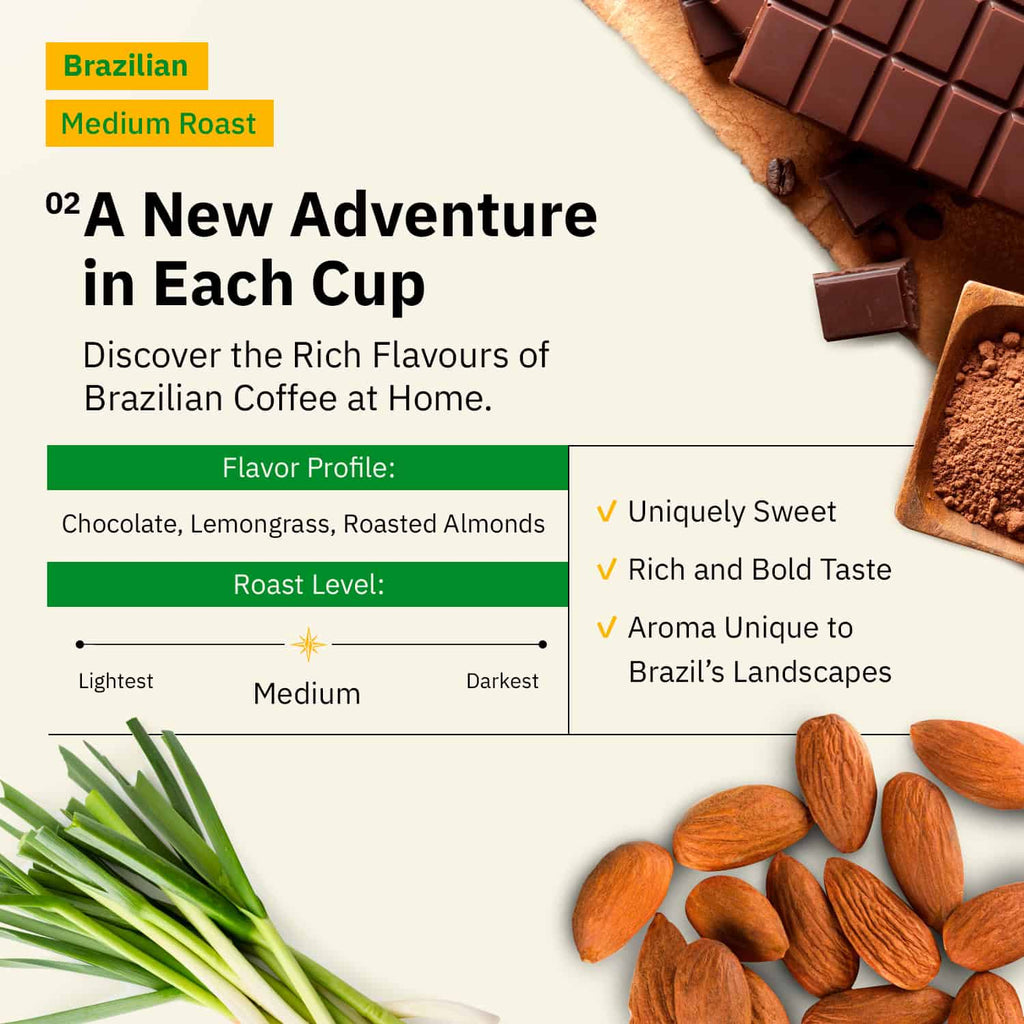 Kochere Coffee Brazilian Santos Medium Roast - Smooth, Elegant, Cocoa Notes
