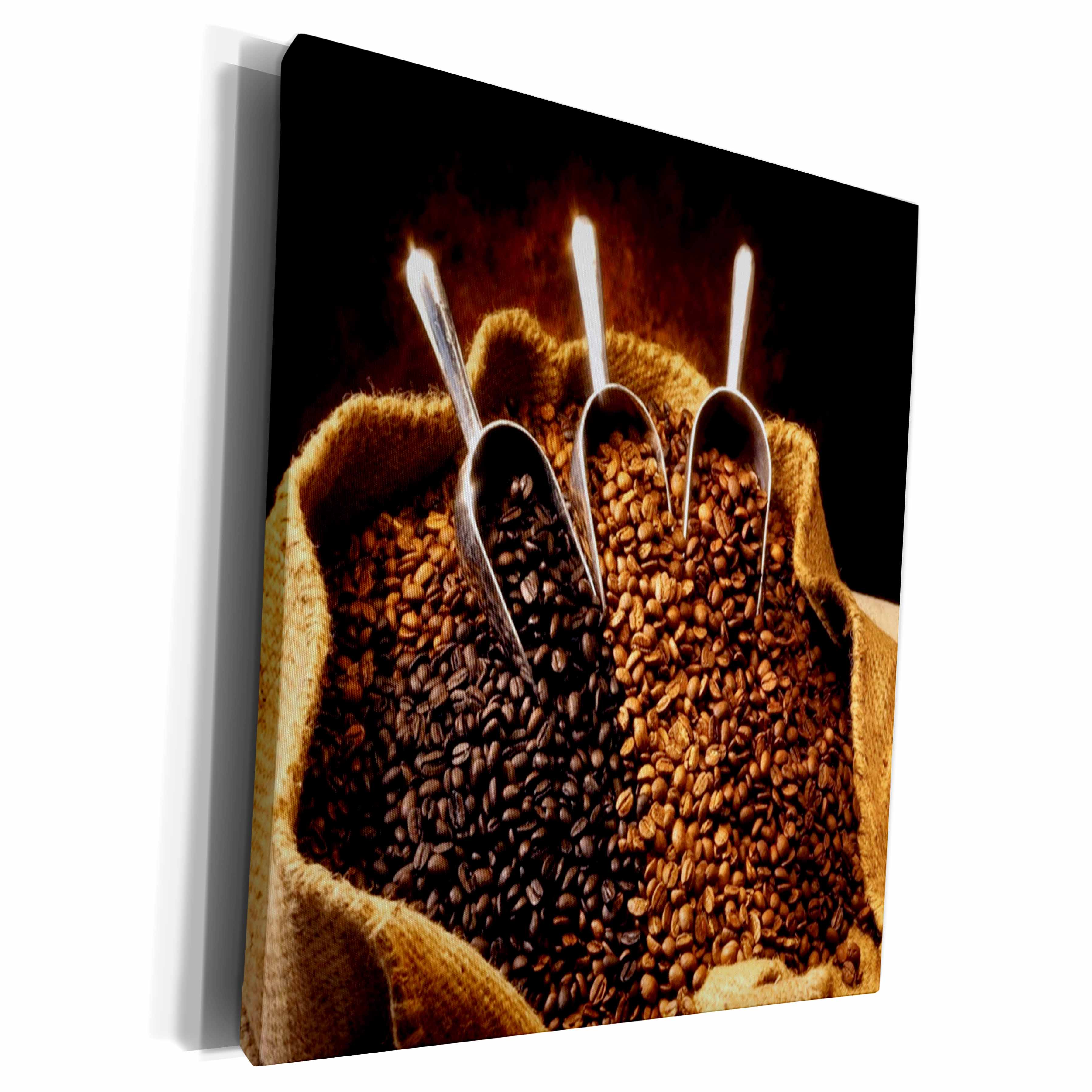 3dRose Florene Food And Beverage - Image of Coffee Beans With Scoops In Burlap - Museum Grade Canvas Wrap (cw_243767)