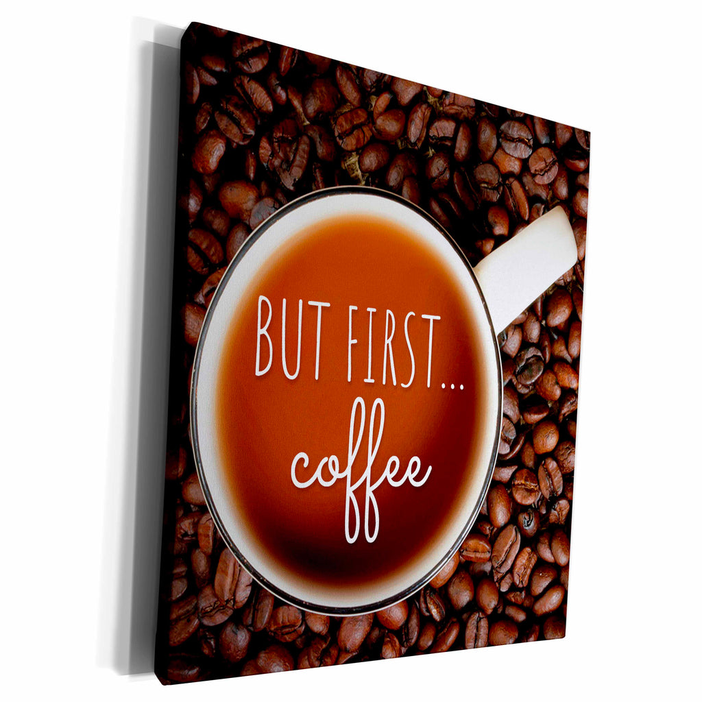 3dRose Photograph of a cup of coffee and beans. But... - Museum Grade Canvas Wrap (cw_301349)