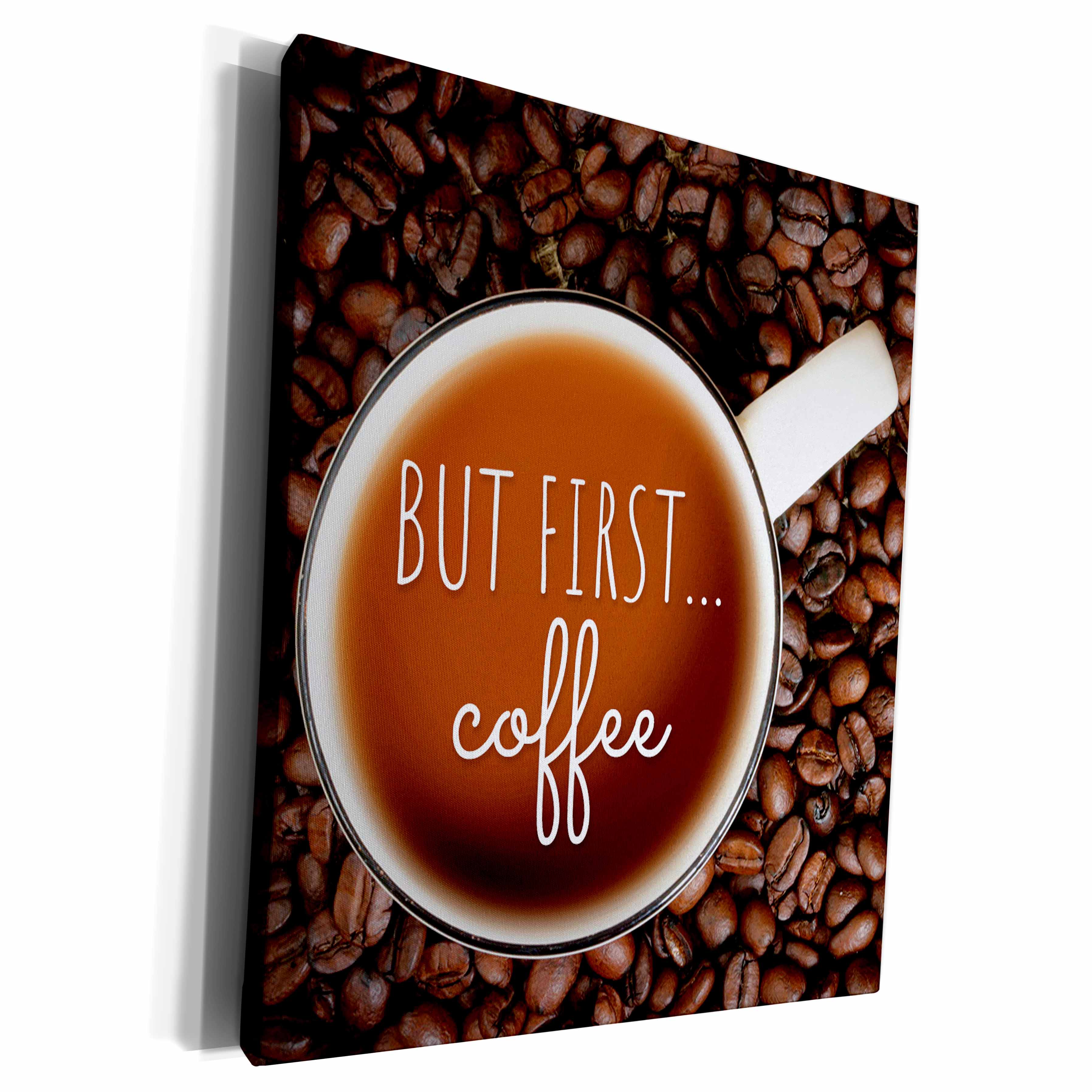 3dRose Photograph of a cup of coffee and beans. But... - Museum Grade Canvas Wrap (cw_301349)