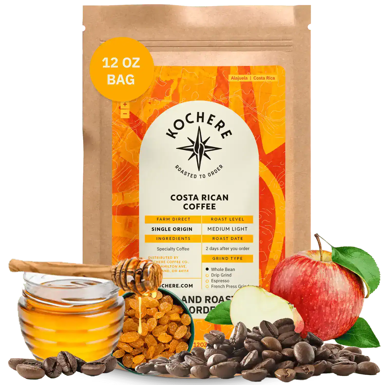 Kochere Coffee Costa Rican Alajuela Medium Roast - Sweet Apple, Raisin Notes