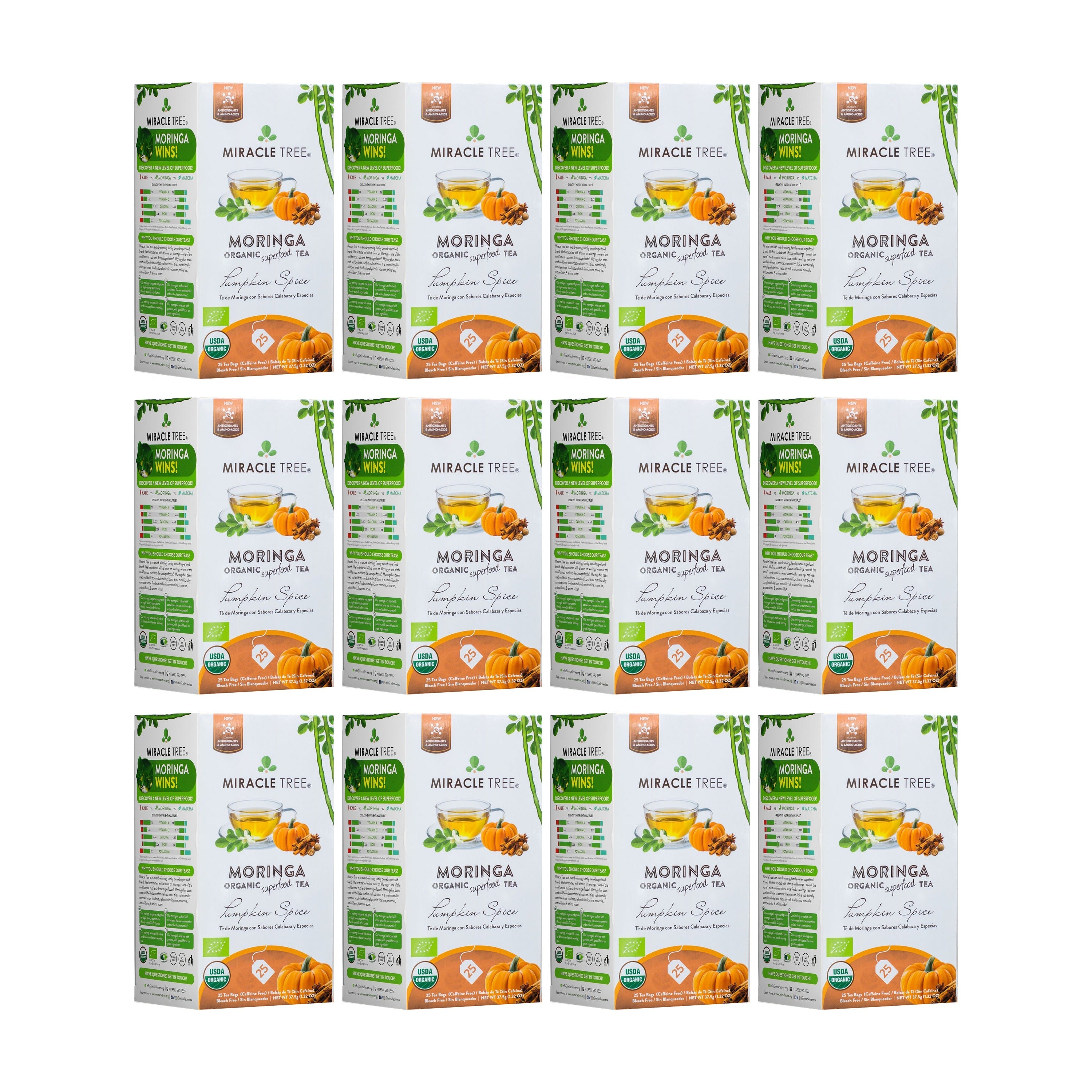 Organic Moringa Tea - Pumpkin Spice - Caffeine-Free Herbal Tea