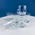 Coffee Tea Hand Blown Cups for Juice Punch Espresso Matcha or Irish Coffee. Set of 6. Loop Handles. Modern Glassware. Dining Room Decor.