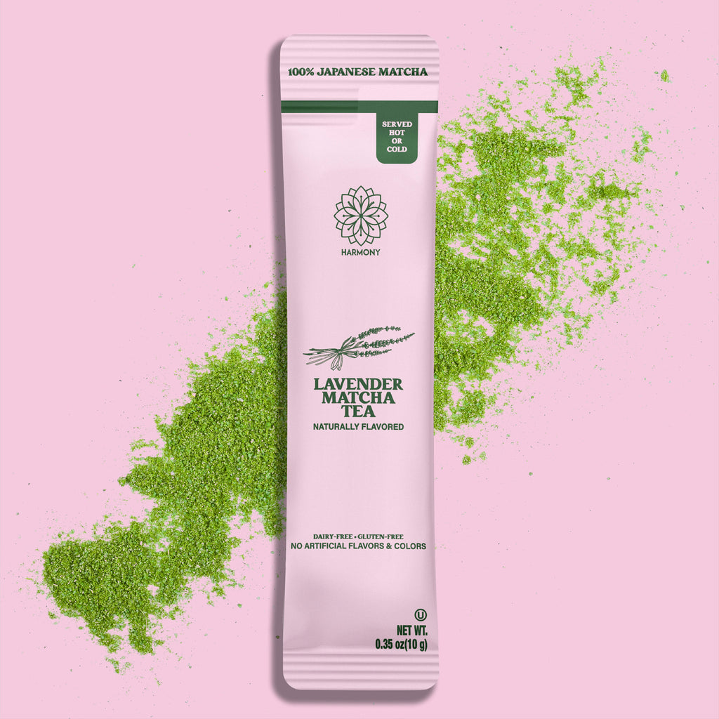 Harmony Matcha Lavender, Premium Shade-Grown Japanese Matcha, Sweetened with Organic Sugar, 10 Count Per Carton
