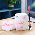 500ml Ceramic Pig Mug with Lid and Spoon | Cute Porcelain Coffee Tea Cup