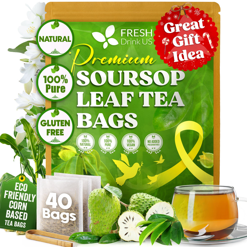 40 Premium Soursop Graviola Leaf Tea Bags, 100% Natural and Pure from Soursop Leaves, Handmade, Made With Natural Materials-Corn Fiber Tea Bag, Sugar/Caffeine/Gluten Free, Hoja Guanabana Tea