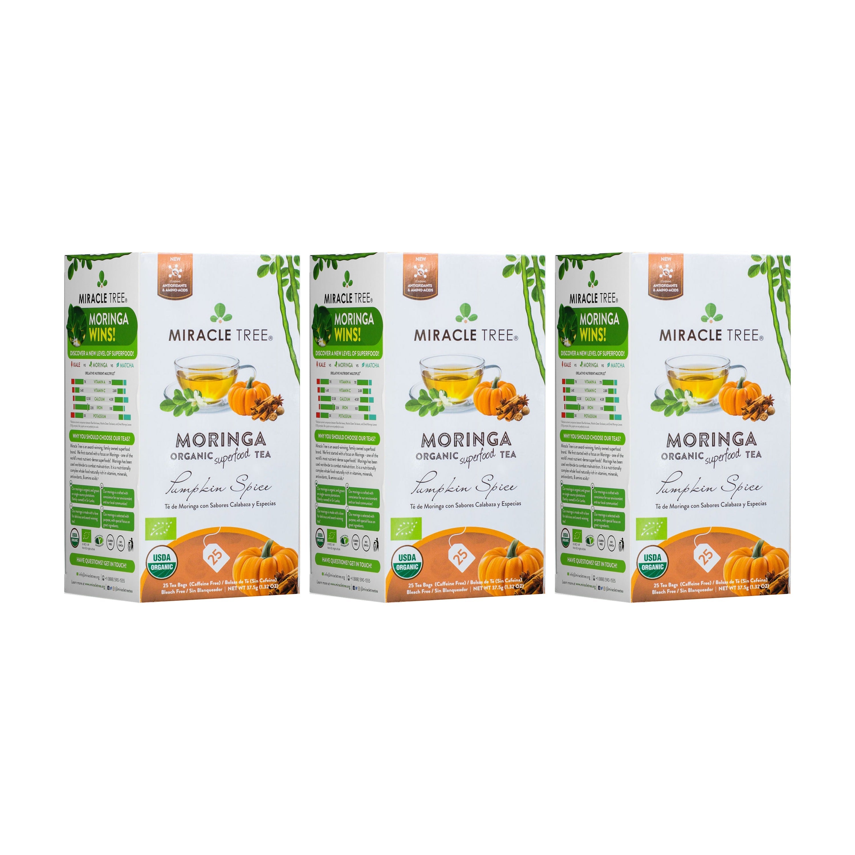 Organic Moringa Tea - Pumpkin Spice - Caffeine-Free Herbal Tea