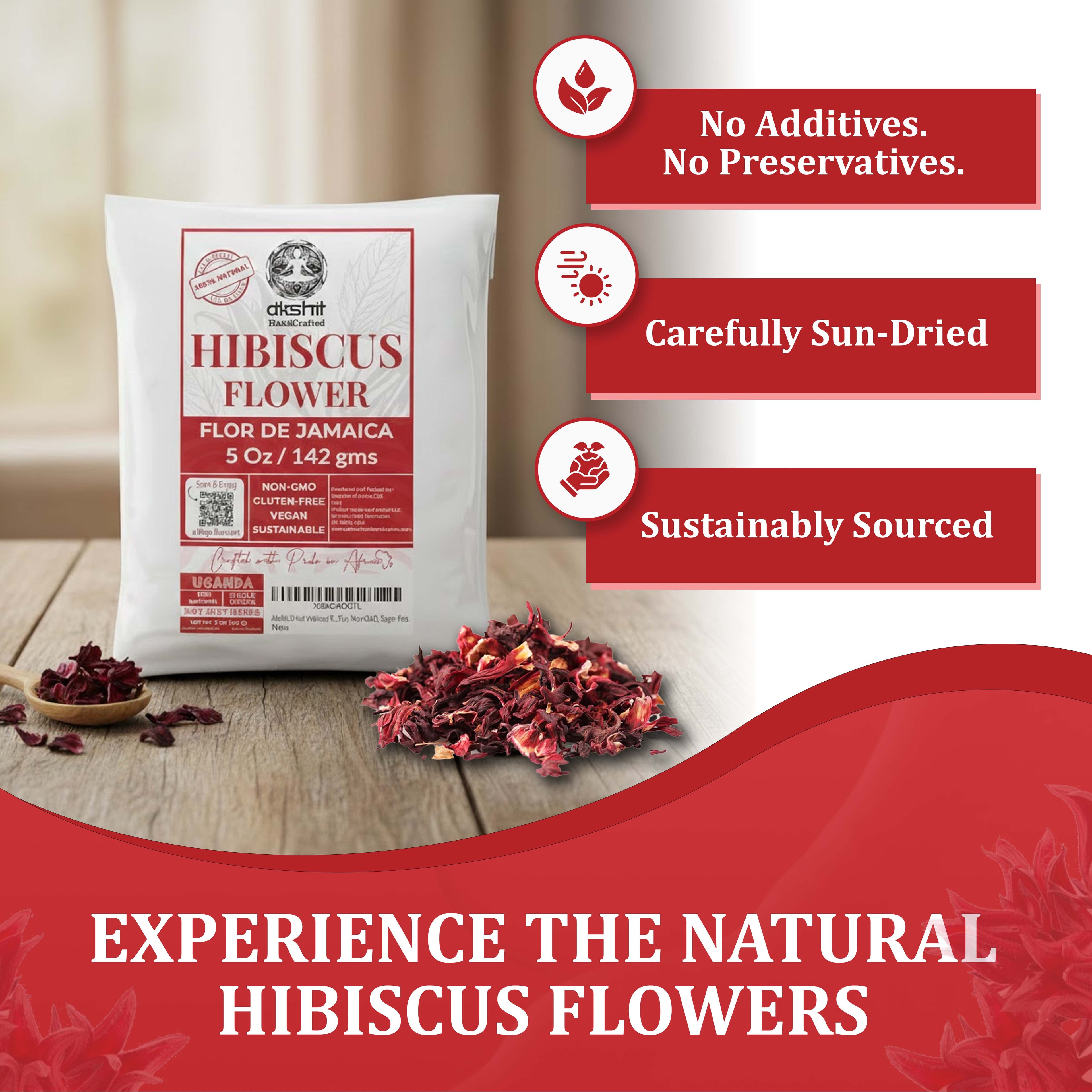 Dried Hibiscus Flowers 5 oz – Loose Leaf Hibiscus Tea | Akshit