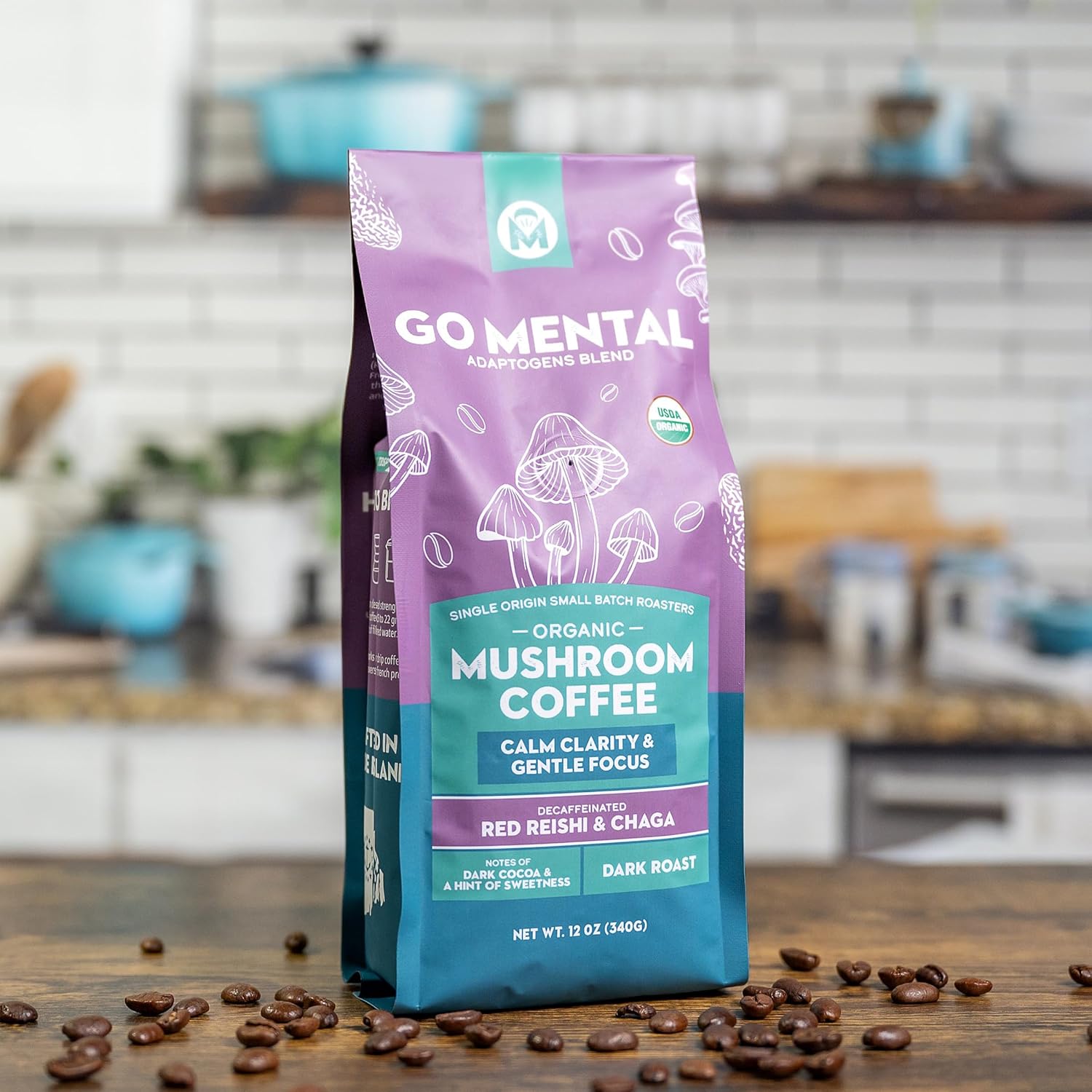 Decaffeinated Red Reishi & Chaga Mushroom Coffee Adaptogens Blend