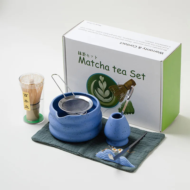 4/5/7pcs Matcha Set Ceramic Tea Bowl Traditional Japanese Tea Making Tools matcha- tea set tea- whisk bamboo matchas brush set
