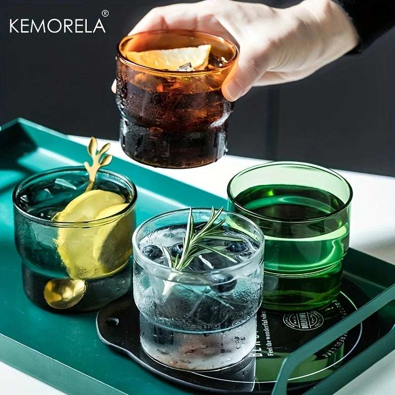 KEMORELA 290ML Glass Cup Coffee Mug Origami Style Heat Resistant Vintage Drinkware Smoothie Shot Transparent Wine Ice Beer