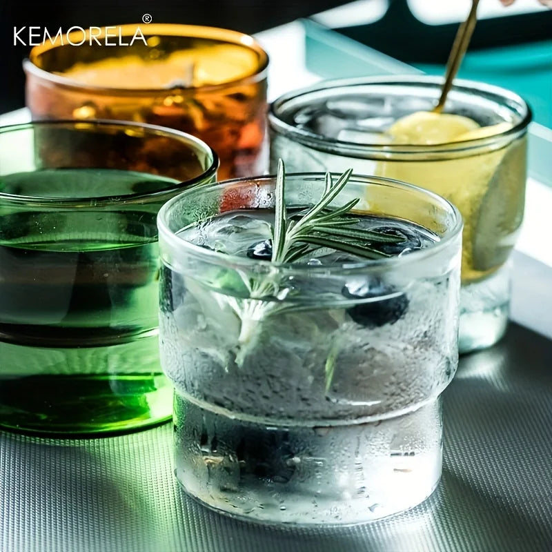 KEMORELA 290ML Glass Cup Coffee Mug Origami Style Heat Resistant Vintage Drinkware Smoothie Shot Transparent Wine Ice Beer