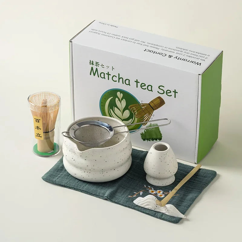 4/5/7pcs Matcha Set Ceramic Tea Bowl Traditional Japanese Tea Making Tools matcha- tea set tea- whisk bamboo matchas brush set