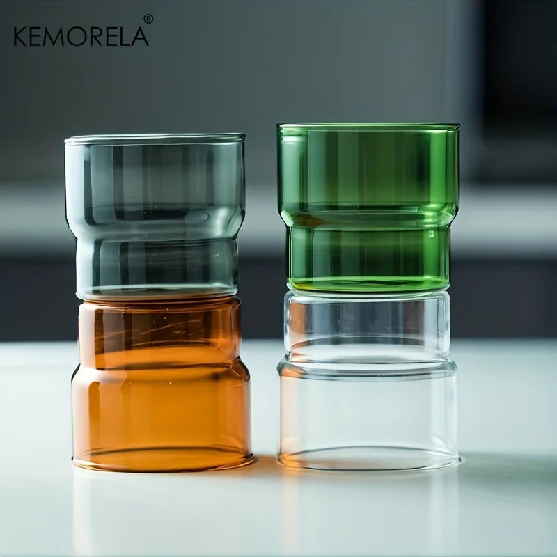 KEMORELA 290ML Glass Cup Coffee Mug Origami Style Heat Resistant Vintage Drinkware Smoothie Shot Transparent Wine Ice Beer