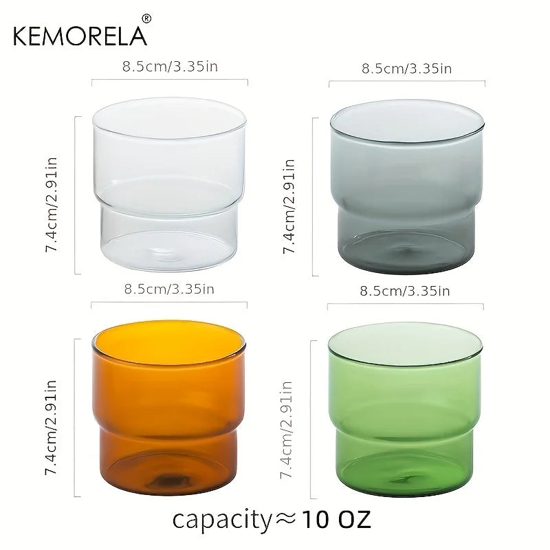 KEMORELA 290ML Glass Cup Coffee Mug Origami Style Heat Resistant Vintage Drinkware Smoothie Shot Transparent Wine Ice Beer
