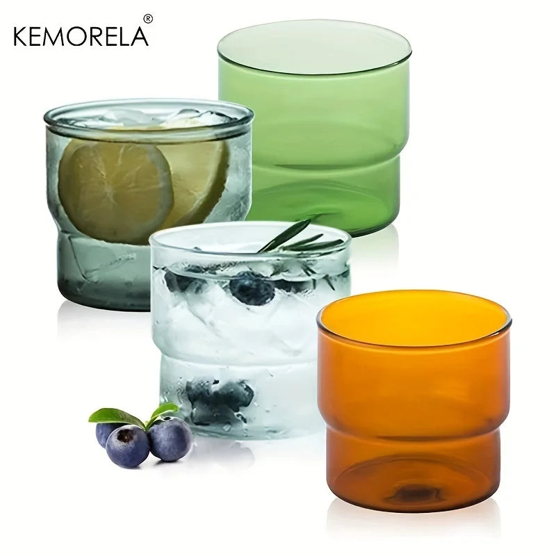 KEMORELA 290ML Glass Cup Coffee Mug Origami Style Heat Resistant Vintage Drinkware Smoothie Shot Transparent Wine Ice Beer