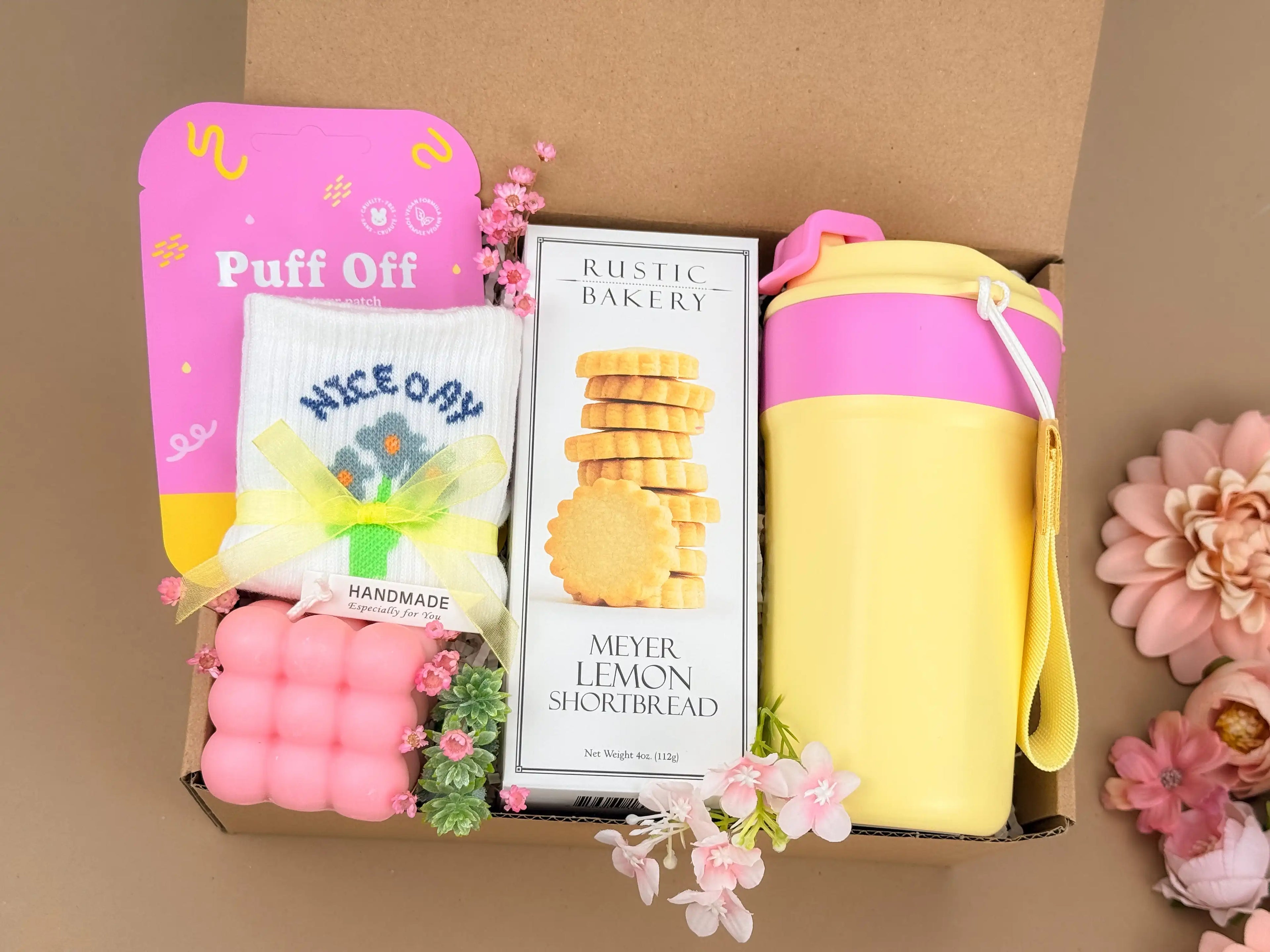 Self Care Gift Baskets – Candle, Tumbler & Socks for Her