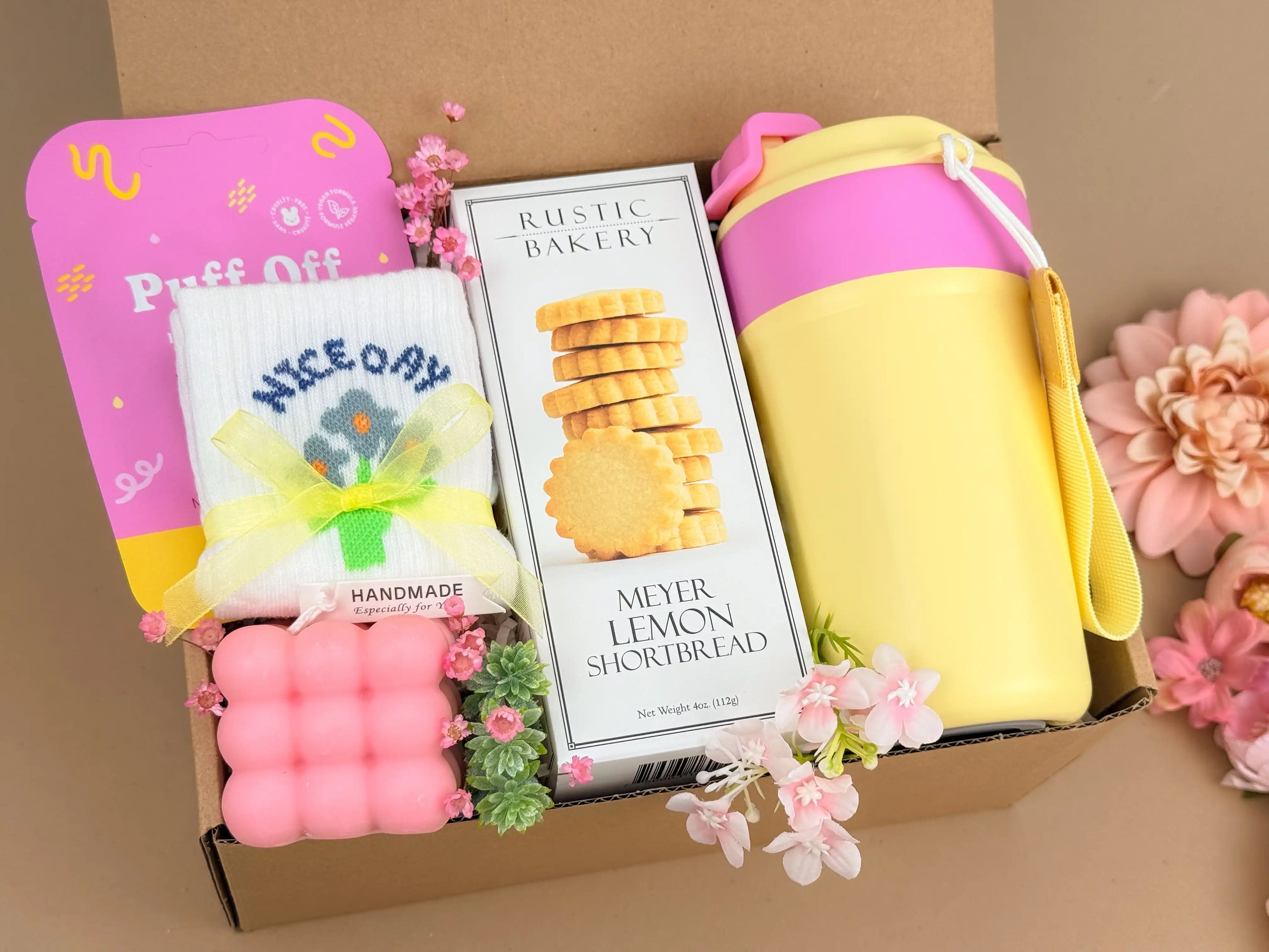 Self Care Gift Baskets – Candle, Tumbler & Socks for Her