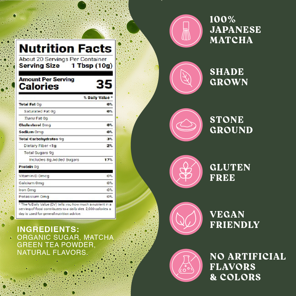 Harmony Matcha Strawberry, Premium Shade-Grown Japanese Matcha, Sweetened with Organic Sugar, 20 Servings
