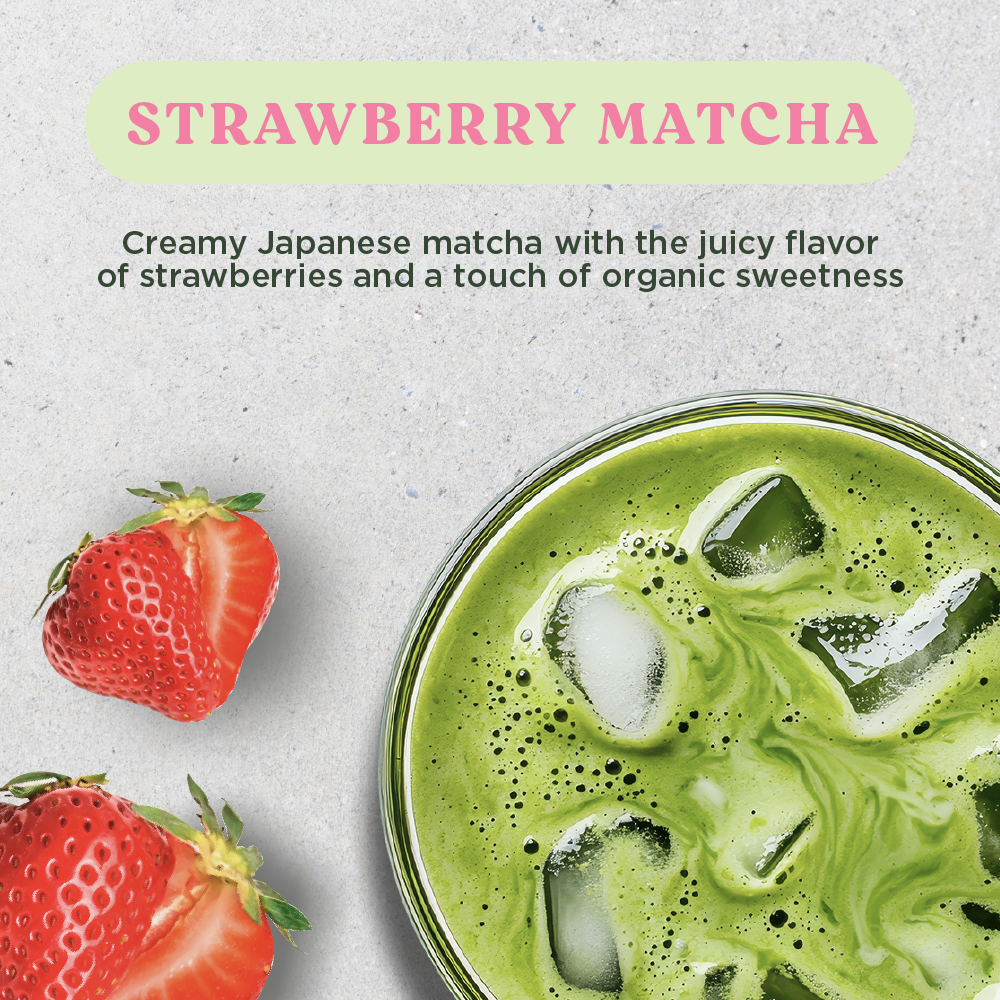 Harmony Matcha Strawberry, Premium Shade-Grown Japanese Matcha, Sweetened with Organic Sugar, 20 Servings