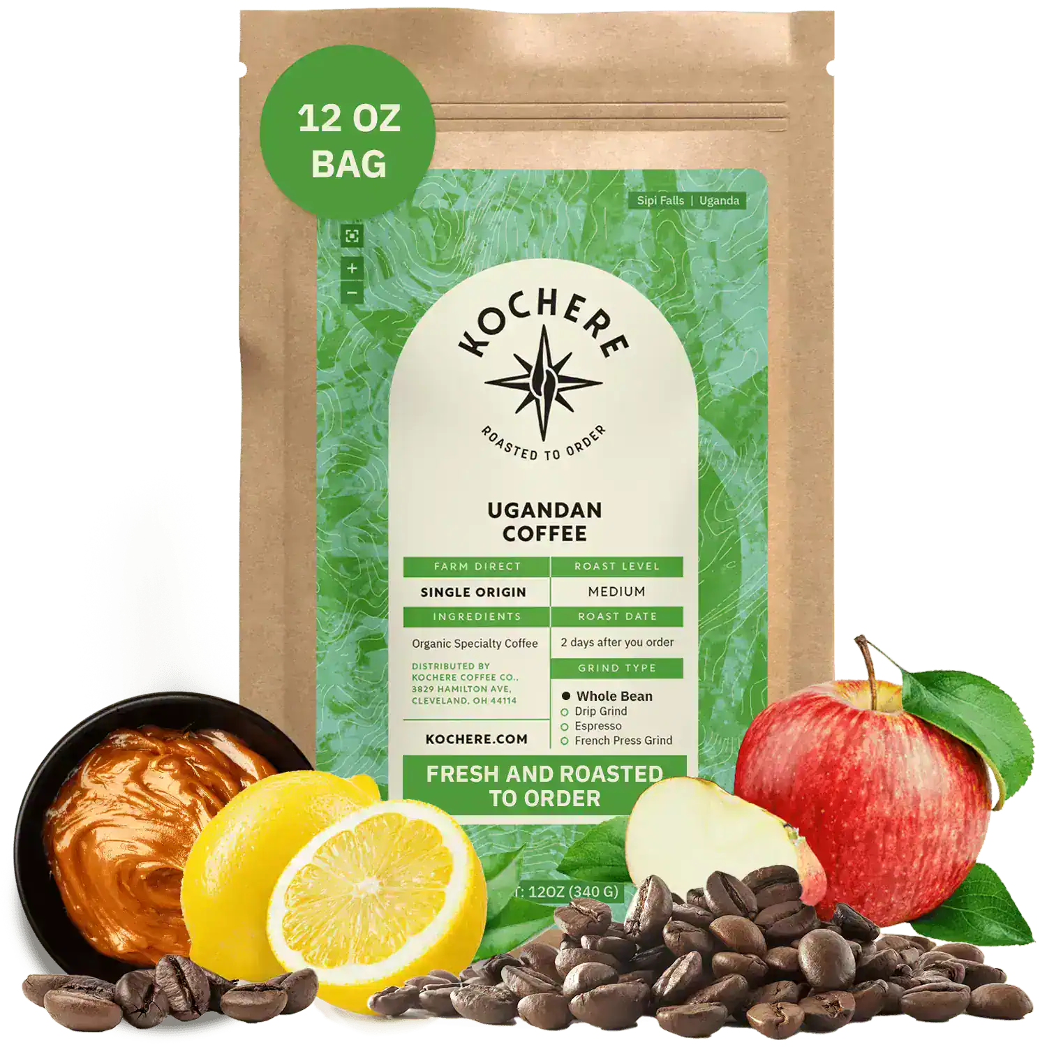 Kochere Coffee Ugandan Sipi Falls Single Origin, Organic Medium Roast - Raisin, Fig, Brown Sugar Notes