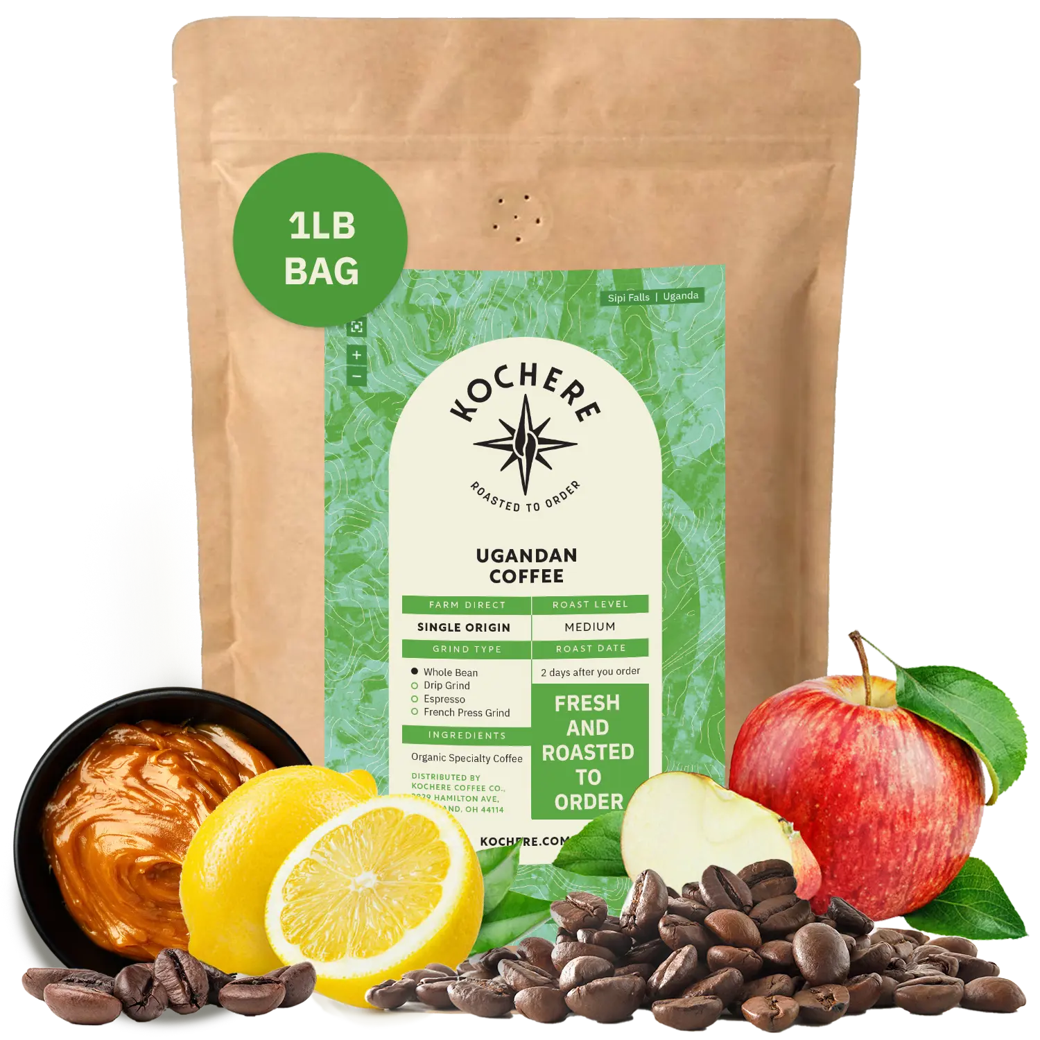 Kochere Coffee Ugandan Sipi Falls Single Origin, Organic Medium Roast - Raisin, Fig, Brown Sugar Notes