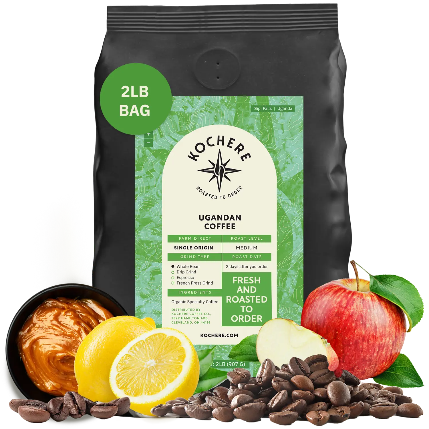 Kochere Coffee Ugandan Sipi Falls Single Origin, Organic Medium Roast - Raisin, Fig, Brown Sugar Notes