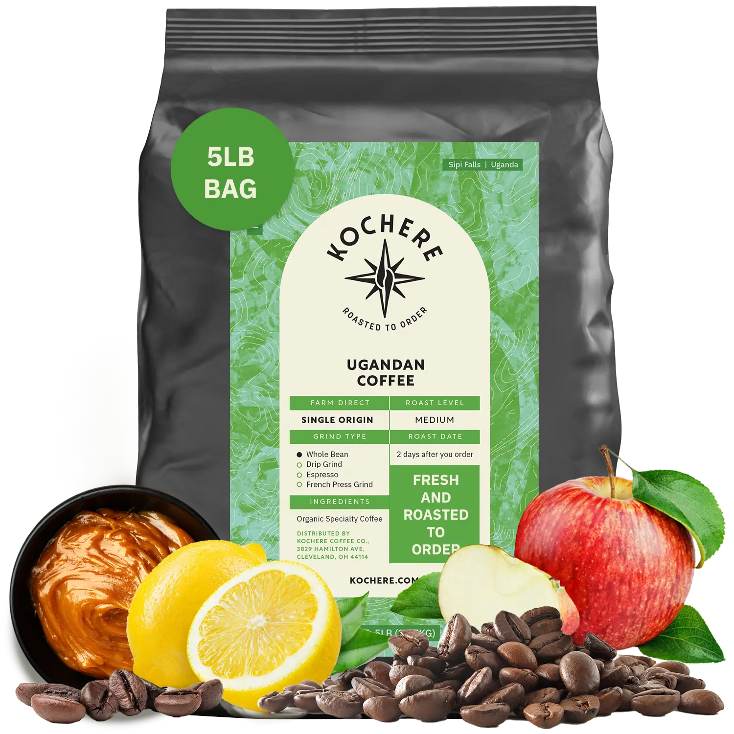 Kochere Coffee Ugandan Sipi Falls Single Origin, Organic Medium Roast - Raisin, Fig, Brown Sugar Notes