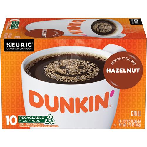 Dunkin Hazelnut Flavored Coffee, 10 Keurig K-Cup Pods