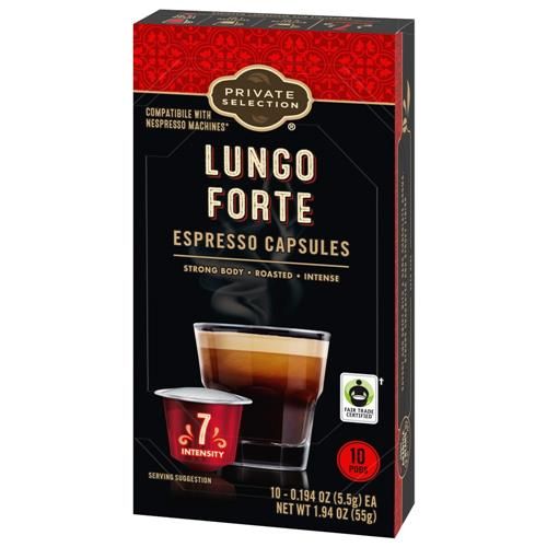 Private Selection Coffee Pods for Nespresso Original Machines Lungo Forte Espresso Dark Roast 10 ct