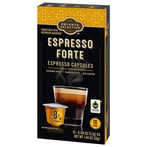 Private Selection Coffee Pods for Nespresso Original Machines Espresso Forte Dark Roast 10 ct